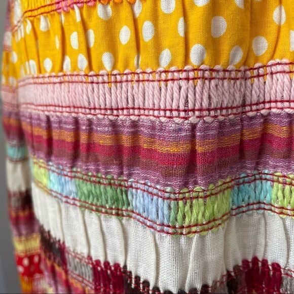 Vintage 70s F.A. Chatta Mixed Material Patchwork Stripe Maxi Skirt M - Picture 7 of 11